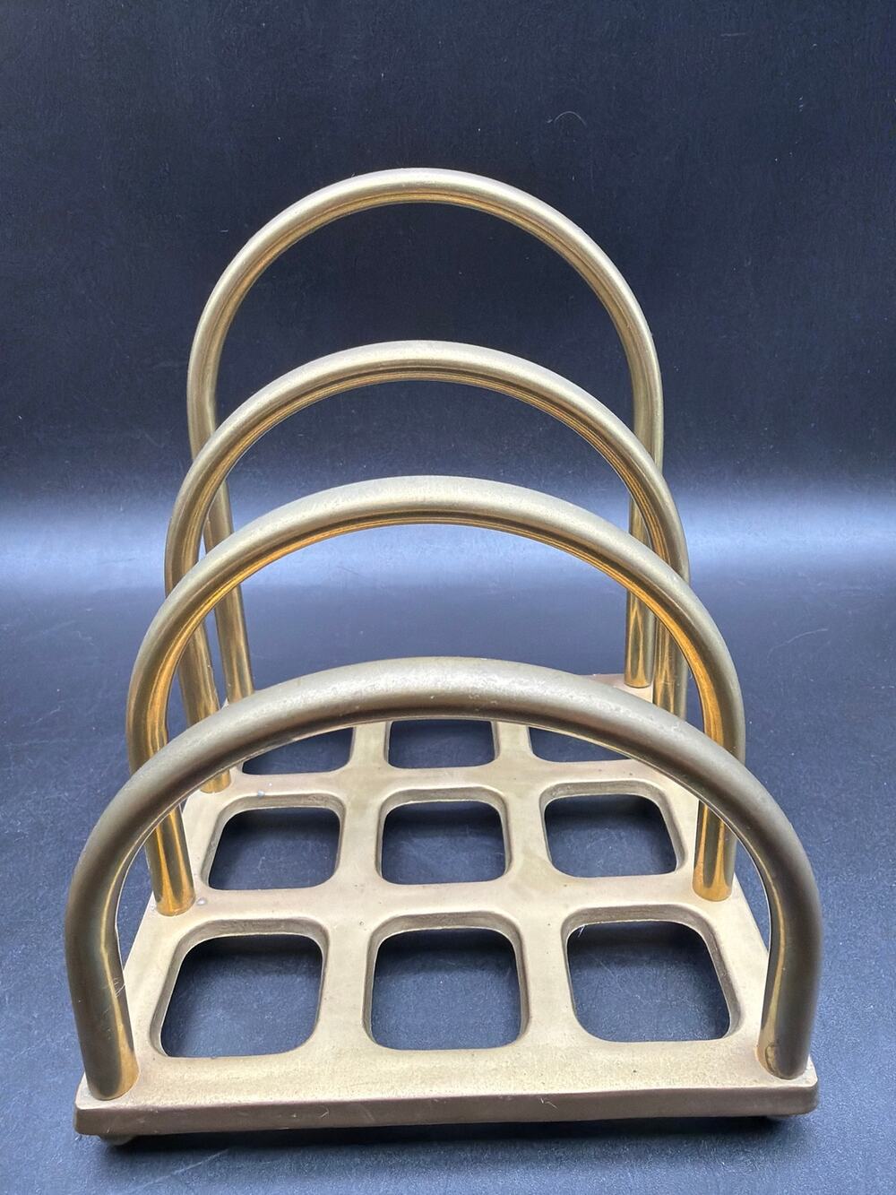 Vintage Brass Tone Metal Letter Holder Graduated Arches Organizer Taiwan 5” x 6”